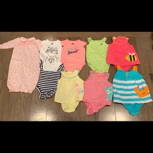 Lot of girl clothes sizes 0-3 to 12M